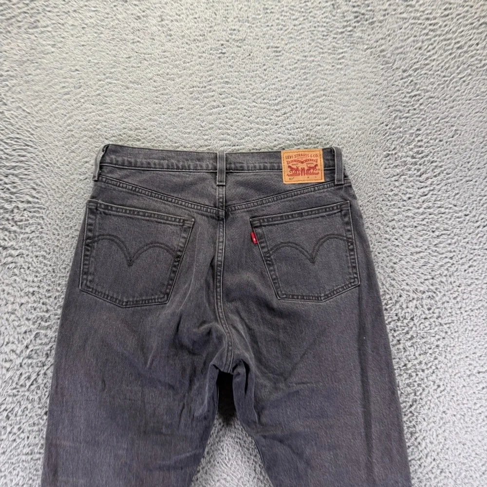 Levi's 501 Jeans Women 30x26 Black Cotton Denim Straight Crop Button-Fly Stretch